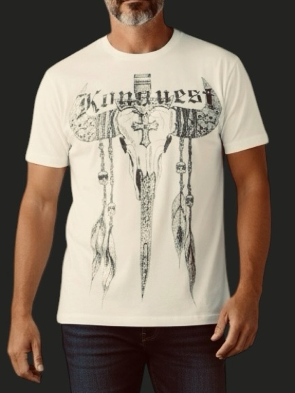 KonQuest RARE MEN’s skull T-Shirt Swarovski crystals & studded NWT size S.